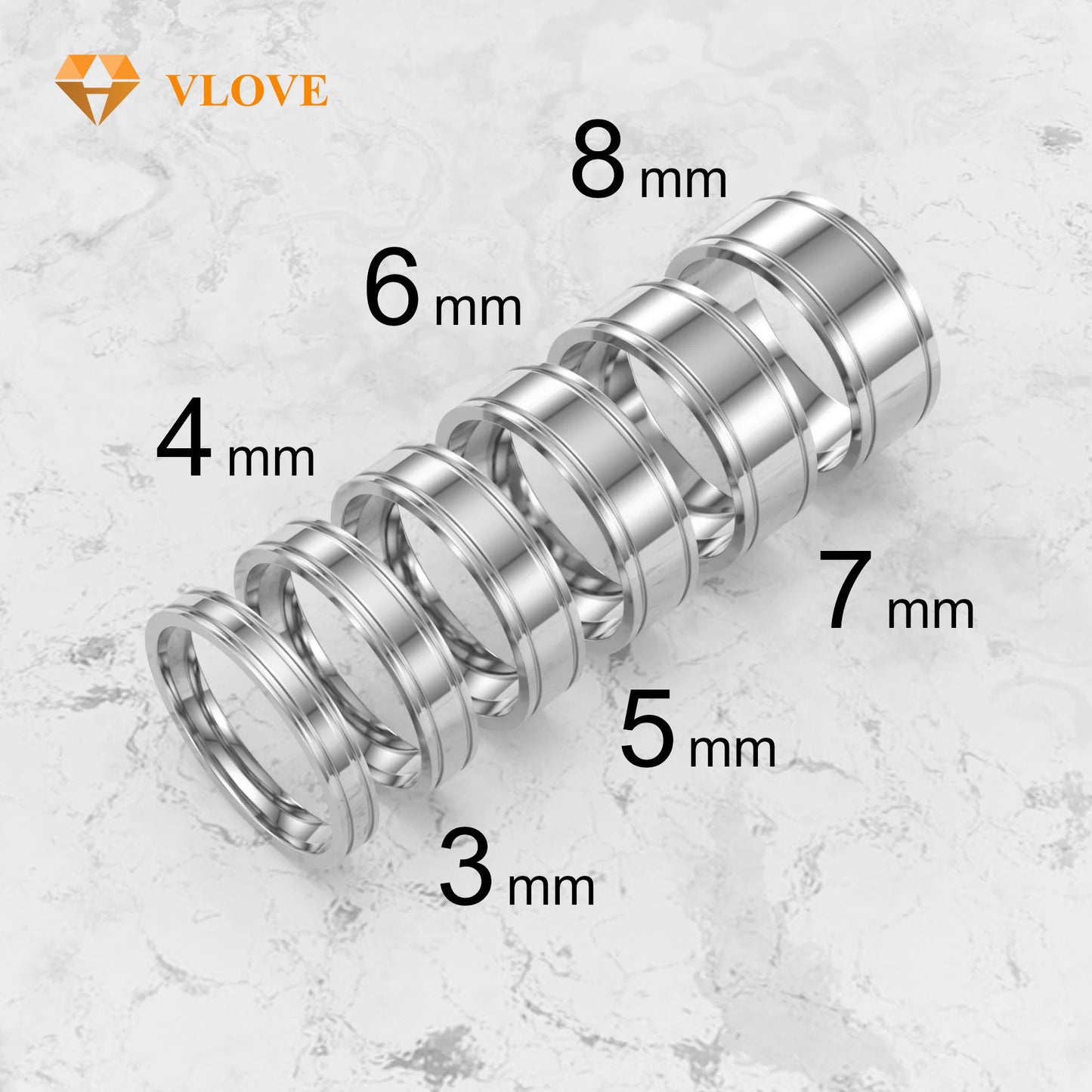 14K Solid Gold Comfort Fit Wedding Band | Flat Grooved Design High Polish Finish | VLOVE Luxury Jewelry