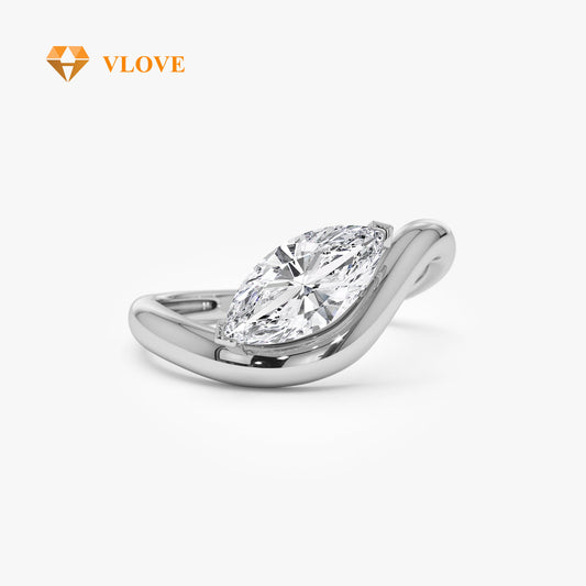 Lab Grown Marquise Diamond Ring | 1.00 CTW 14K Gold Engagement Ring | High-Grade Special Design | VLOVE