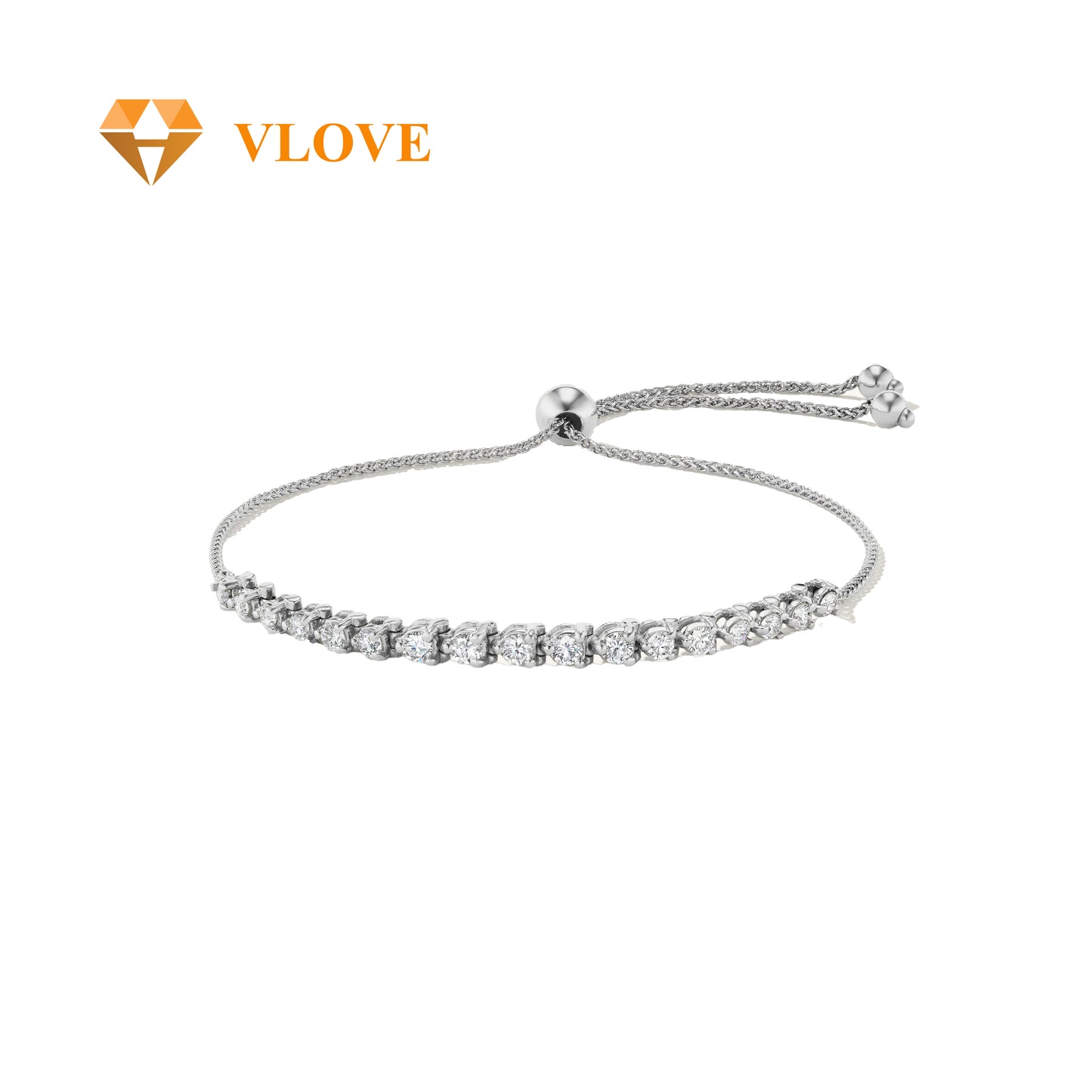 14K Gold Diamond Tennis Bracelet | Graduating Stone Size Design | Luxury Women's Bracelet | VLOVE