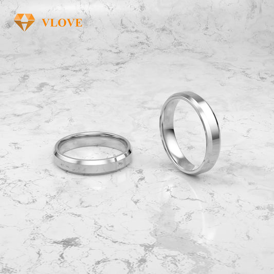 Comfort Fit Wedding Ring | 14K Solid Gold Beveled Edge Band | Free Engraving Gift for Couples | VLOVE