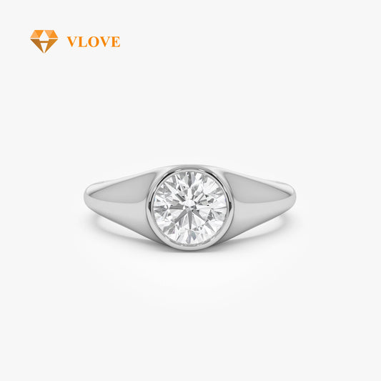 Lab Grown Diamond Signet Ring | 1.00 CTW 14K Gold Band | Anniversary Party Jewelry Gift | VLOVE