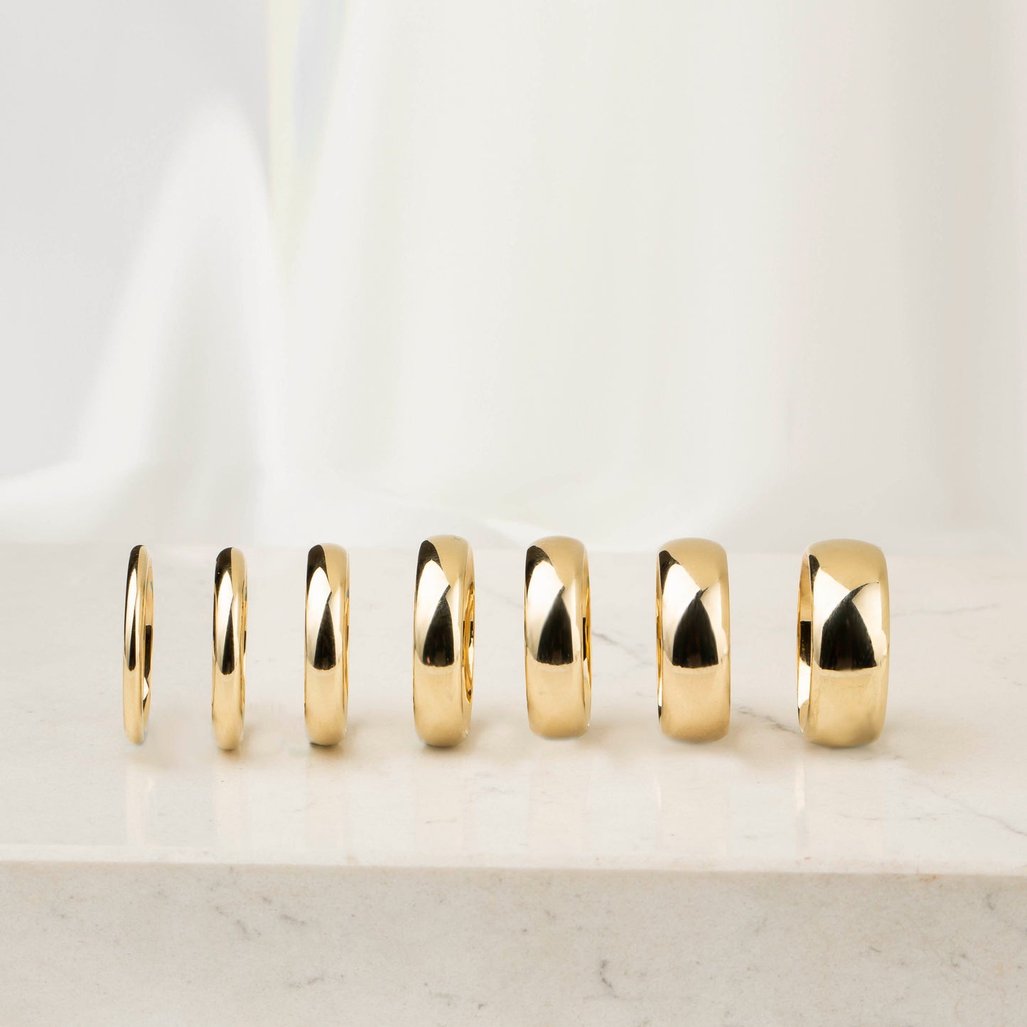 Custom Width Wedding Band Set (2-8mm) | 14K/18K Solid Gold Rings in Yellow/Rose/White | Simple Couple Matching Rings | VLOVE
