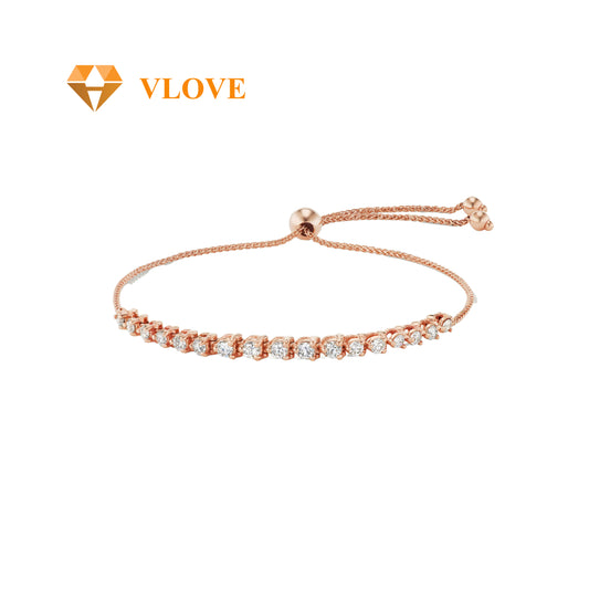 14K Gold Diamond Tennis Bracelet | Graduating Stone Size Design | Luxury Women's Bracelet | VLOVE
