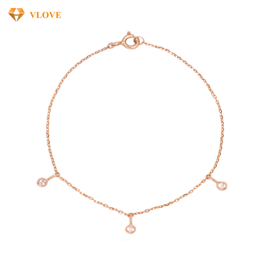 14K Rose Gold Sapphire Beaded Bracelet | Dangling Gemstone Chain | Luxury Fine Jewelry for Women | VLOVE