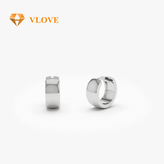 14K Solid Gold Chunky Hoop Earrings | Thick Huggie Earrings for Women | Luxury Statement Jewelry | VLOVE Wholesale