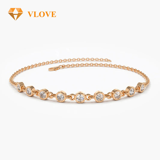 14K Gold Bezel Set Diamond Bracelet | Secure Setting Women's Bracelet | Luxury Everyday Jewelry | VLOVE