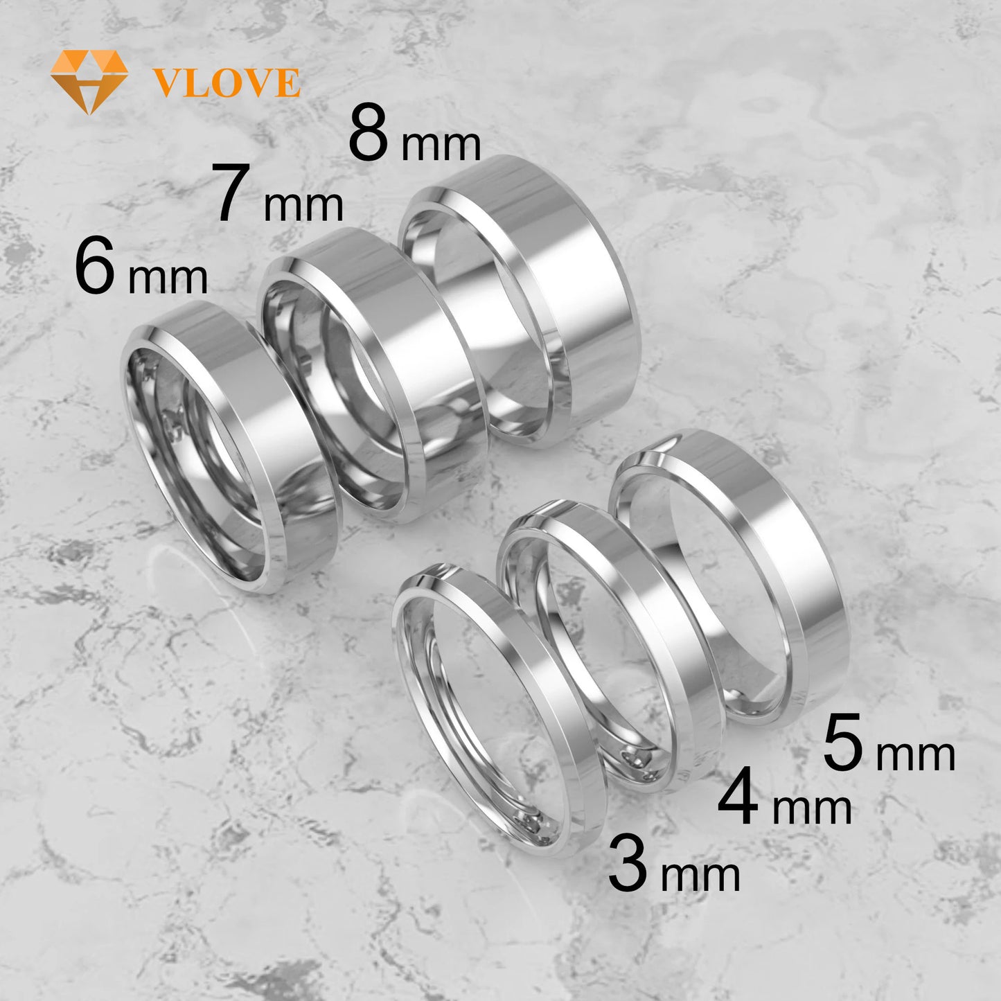 Comfort Fit Wedding Ring | 14K Solid Gold Beveled Edge Band | Free Engraving Gift for Couples | VLOVE