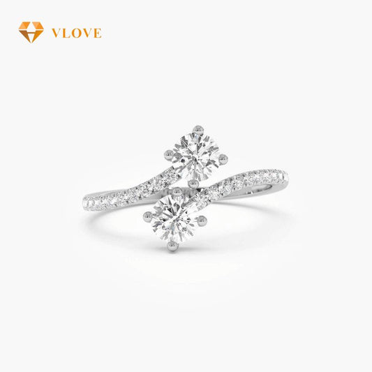 Lab Grown Diamond Bypass Ring | 14K Gold Round Shape 0.80 CTW Band | Elegant Stackable Jewelry for Women | VLOVE