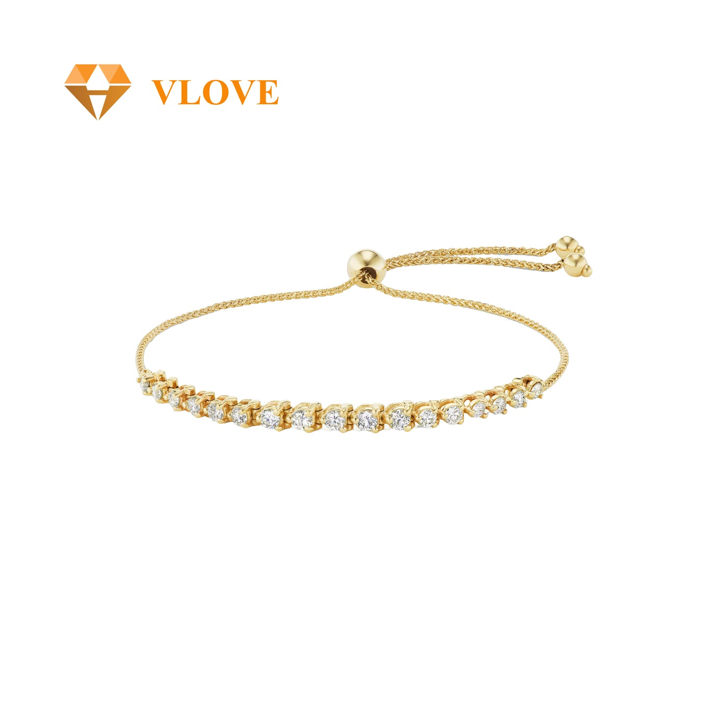 14K Gold Diamond Tennis Bracelet | Graduating Stone Size Design | Luxury Women's Bracelet | VLOVE