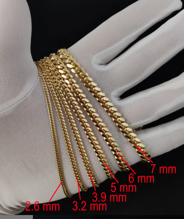 14K Solid Gold Miami Cuban Link Chain | 1.7mm-7mm Heavy Gold Necklace for Men | Luxury Hip Hop Jewelry | VLOVE