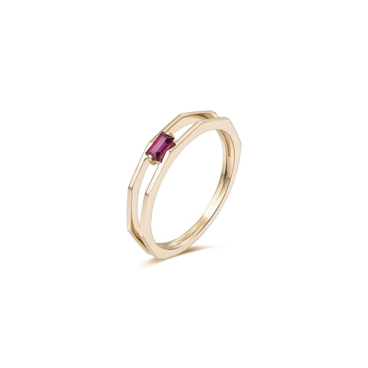 14k Gold Baguette Ruby Ring