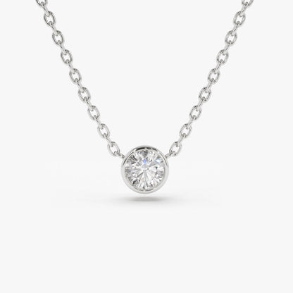 14k Bezel Setting Round Diamond Lab Grown Solitaire Necklace