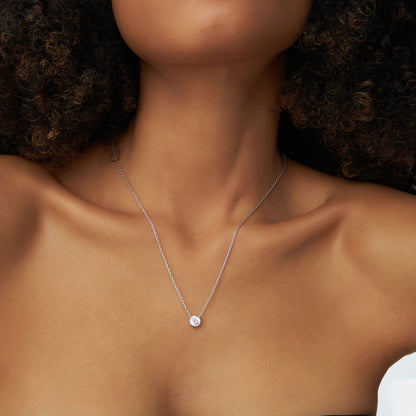 14k Bezel Setting Round Diamond Lab Grown Solitaire Necklace