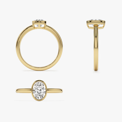 14k Bezel Setting Oval Shaped Lab Grown Diamond Engagement Ring