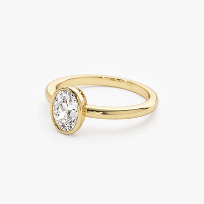 14k Bezel Setting Oval Shaped Lab Grown Diamond Engagement Ring
