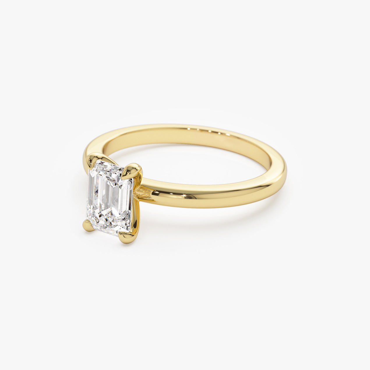 14k Four Prong Setting Emerald Cut Lab Grown Diamond Engagement Ring