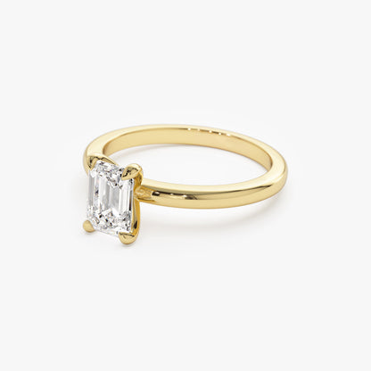 14k Four Prong Setting Emerald Cut Lab Grown Diamond Engagement Ring