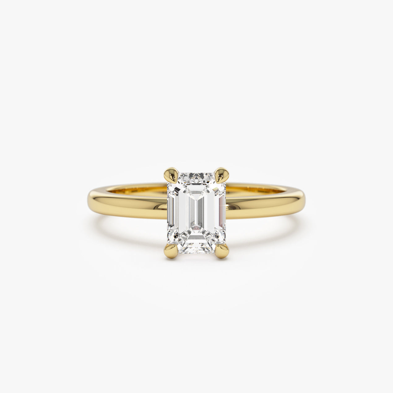 14k Four Prong Setting Emerald Cut Lab Grown Diamond Engagement Ring