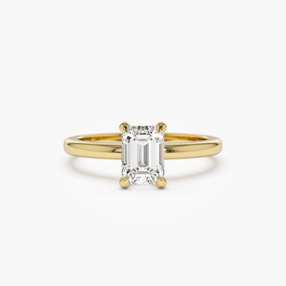 14k Four Prong Setting Emerald Cut Lab Grown Diamond Engagement Ring