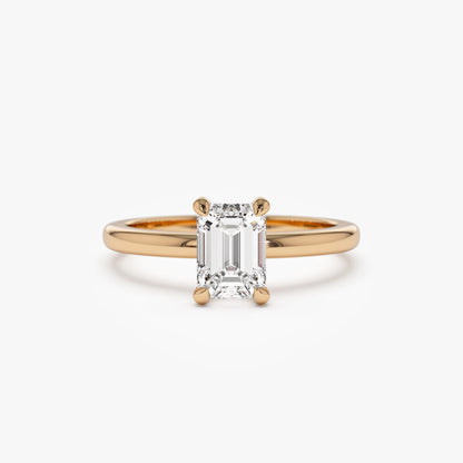 14k Four Prong Setting Emerald Cut Lab Grown Diamond Engagement Ring