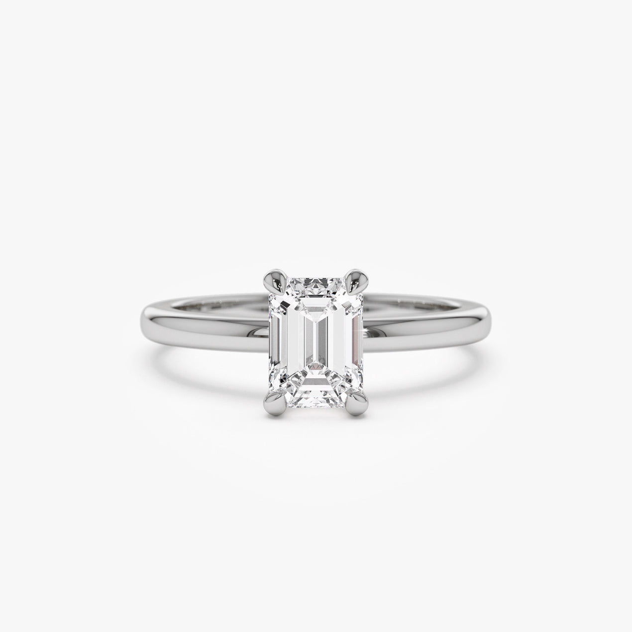 14k Four Prong Setting Emerald Cut Lab Grown Diamond Engagement Ring