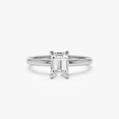 14k Four Prong Setting Emerald Cut Lab Grown Diamond Engagement Ring