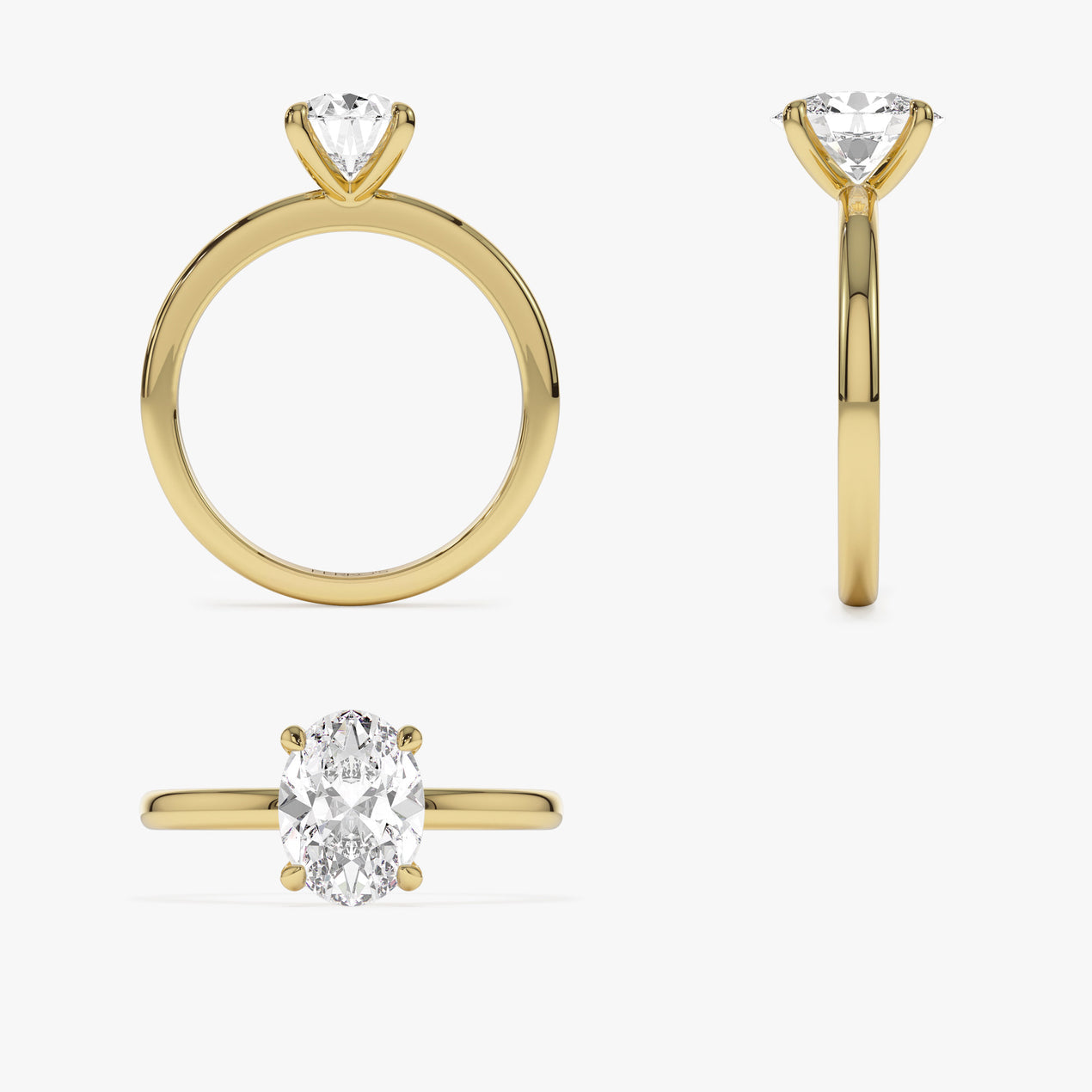 14k Four Prong Setting Oval Shaped Lab Grown Diamond Engagement Ring
