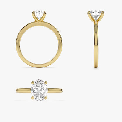 14k Four Prong Setting Oval Shaped Lab Grown Diamond Engagement Ring
