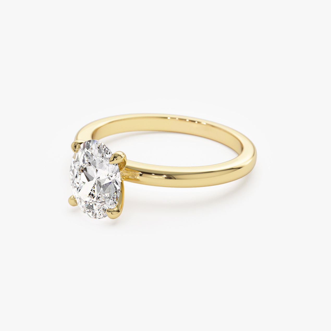 14k Four Prong Setting Oval Shaped Lab Grown Diamond Engagement Ring