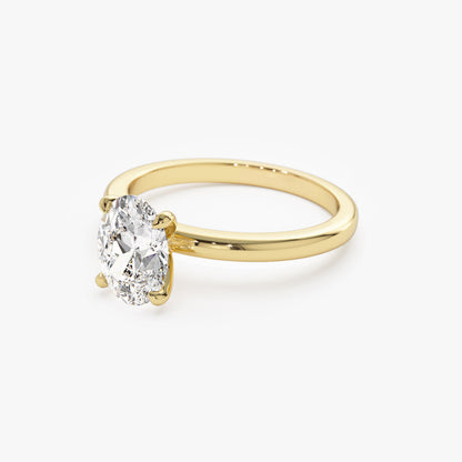 14k Four Prong Setting Oval Shaped Lab Grown Diamond Engagement Ring