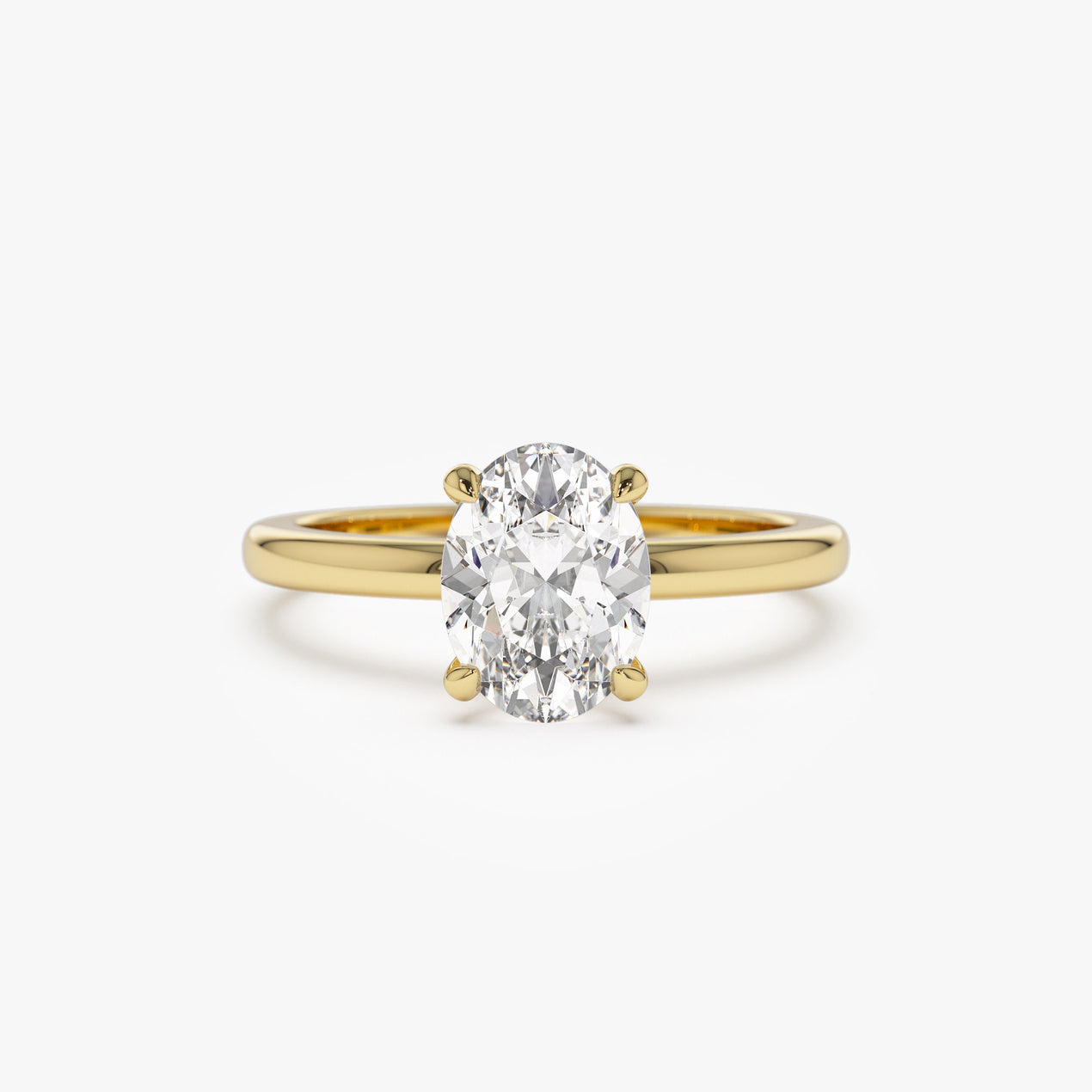14k Four Prong Setting Oval Shaped Lab Grown Diamond Engagement Ring