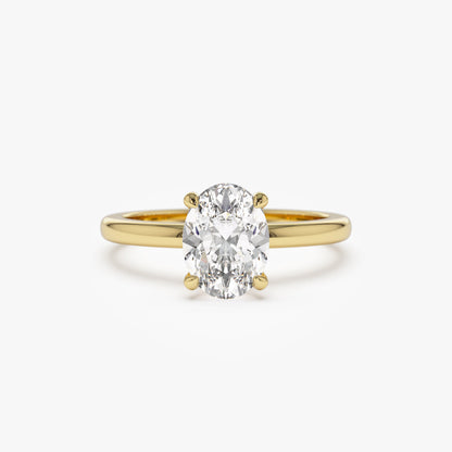 14k Four Prong Setting Oval Shaped Lab Grown Diamond Engagement Ring