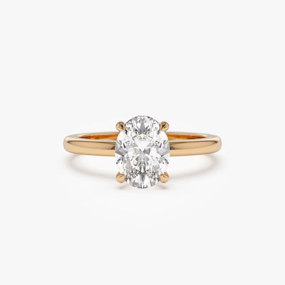 14k Four Prong Setting Oval Shaped Lab Grown Diamond Engagement Ring
