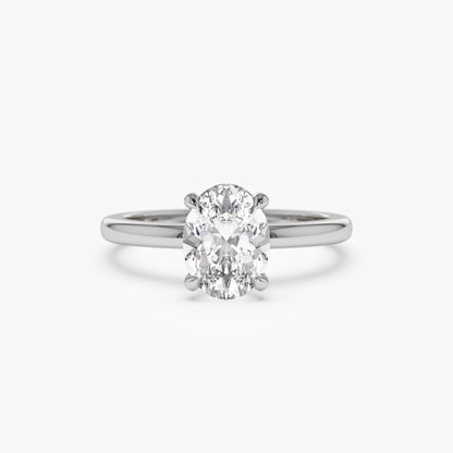 14k Four Prong Setting Oval Shaped Lab Grown Diamond Engagement Ring