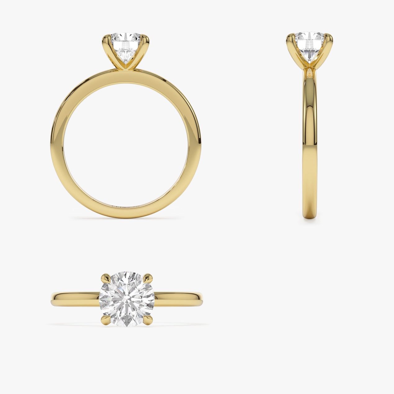 14k Four Prong Setting Round Shape Lab Grown Diamond Engagement Ring