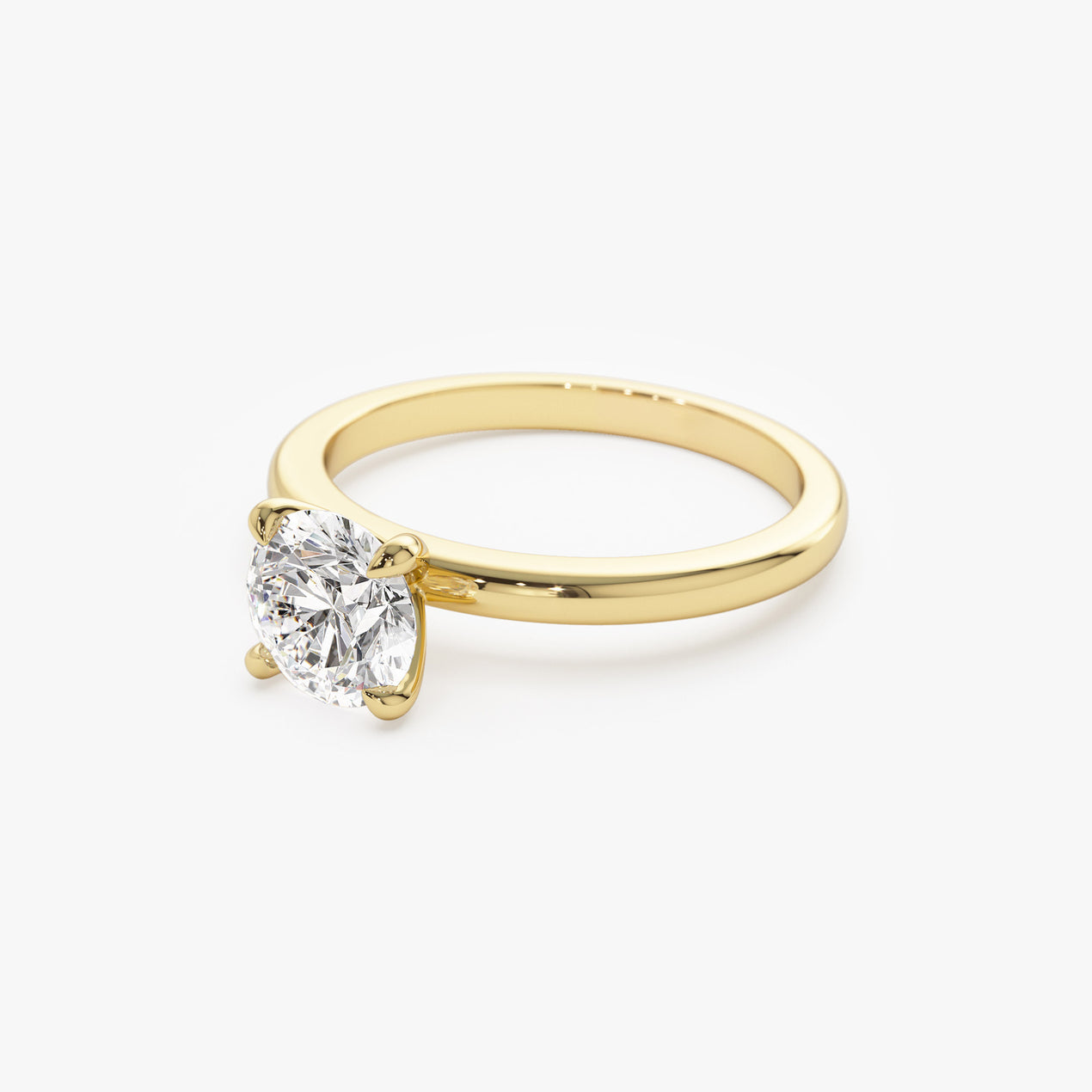 14k Four Prong Setting Round Shape Lab Grown Diamond Engagement Ring