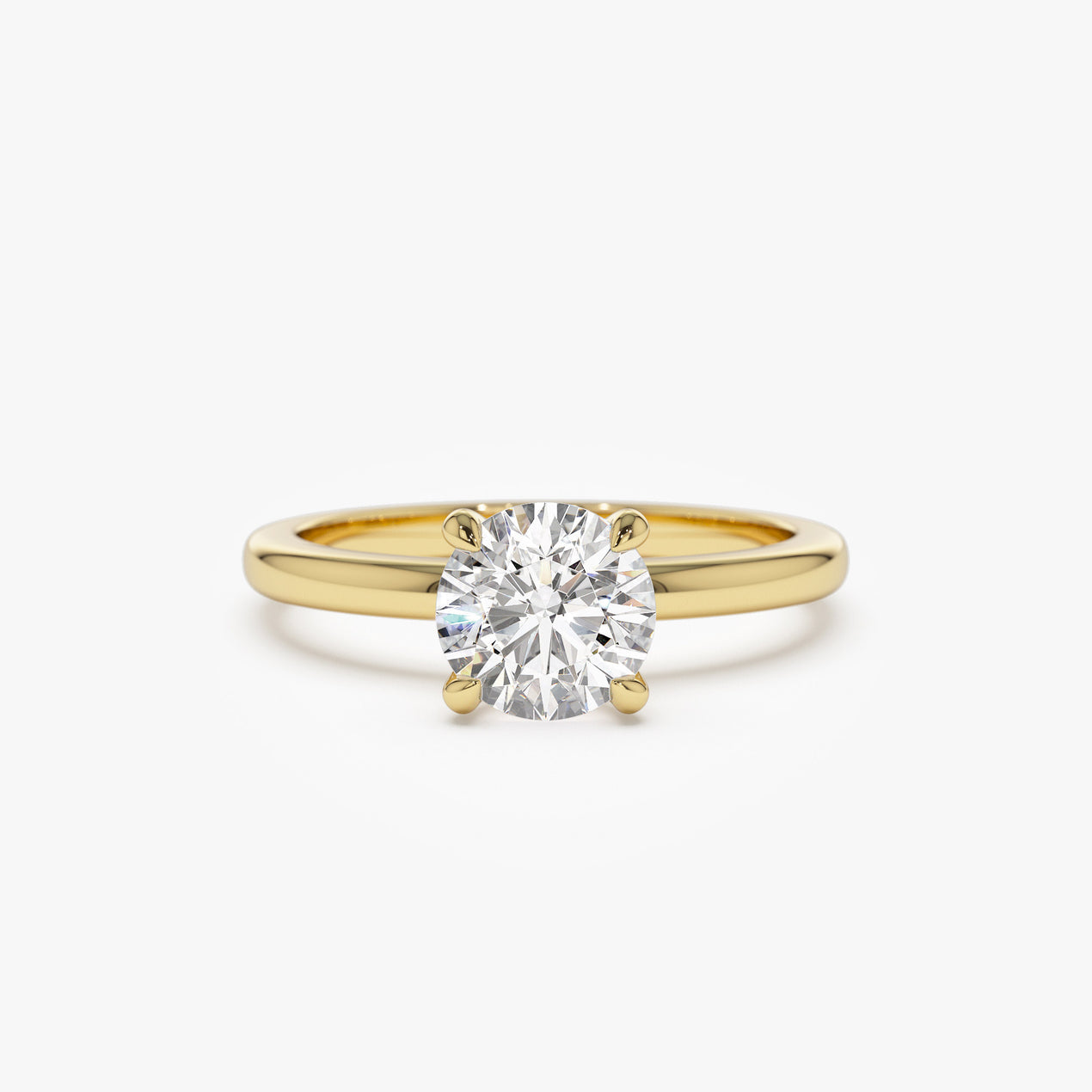 14k Four Prong Setting Round Shape Lab Grown Diamond Engagement Ring