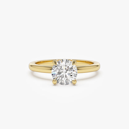 14k Four Prong Setting Round Shape Lab Grown Diamond Engagement Ring