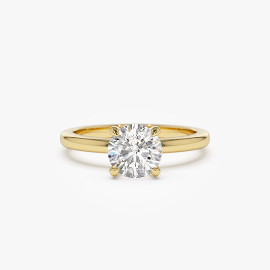 14k Four Prong Setting Round Shape Lab Grown Diamond Engagement Ring
