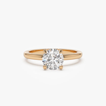14k Four Prong Setting Round Shape Lab Grown Diamond Engagement Ring