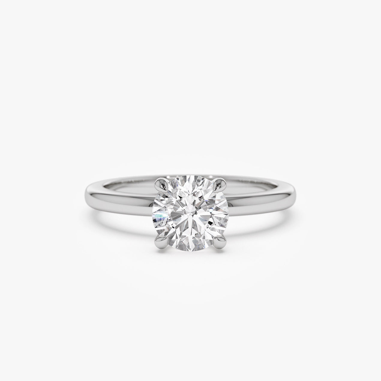 14k Four Prong Setting Round Shape Lab Grown Diamond Engagement Ring