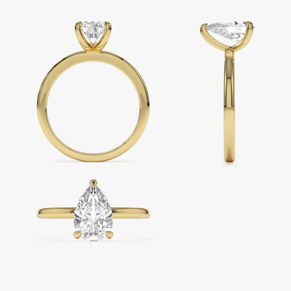 14k Prong Setting Pear Shaped Lab Grown Diamond Engagement Ring