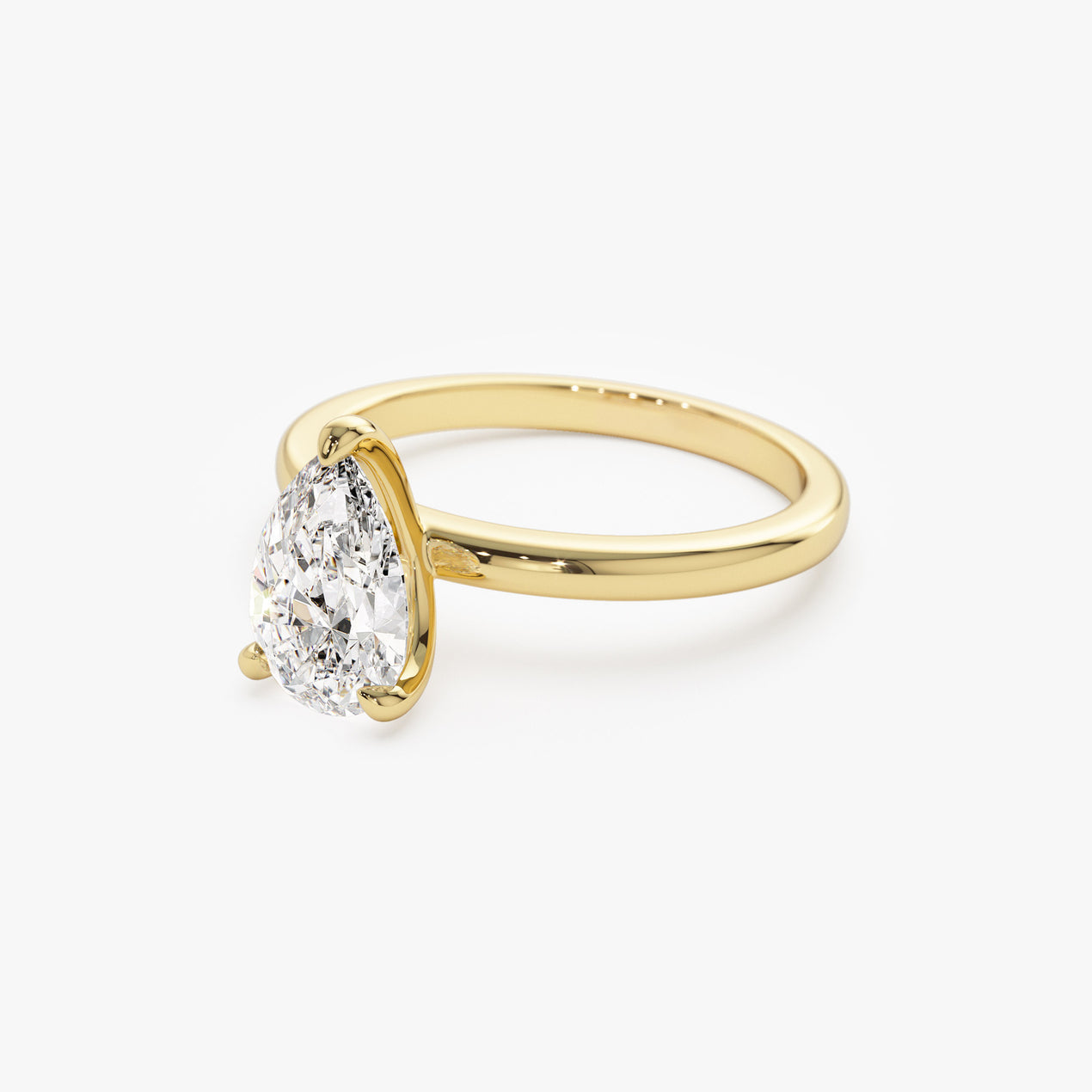 14k Prong Setting Pear Shaped Lab Grown Diamond Engagement Ring