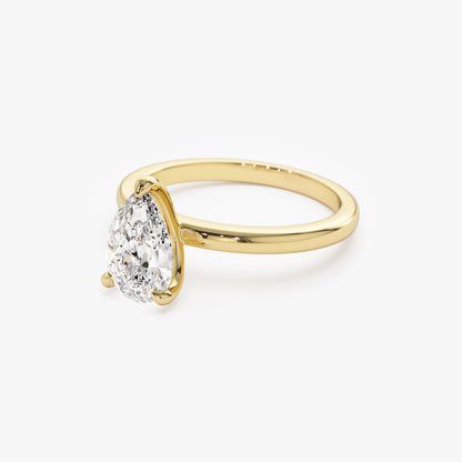 14k Prong Setting Pear Shaped Lab Grown Diamond Engagement Ring