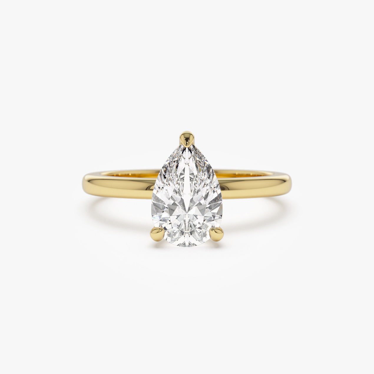 14k Prong Setting Pear Shaped Lab Grown Diamond Engagement Ring