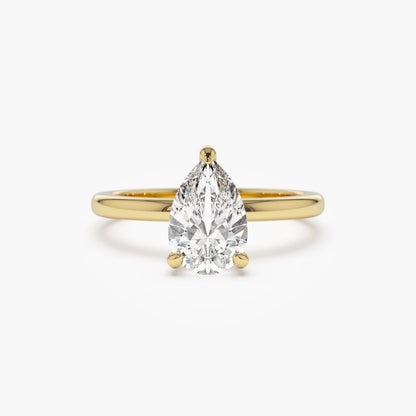14k Prong Setting Pear Shaped Lab Grown Diamond Engagement Ring
