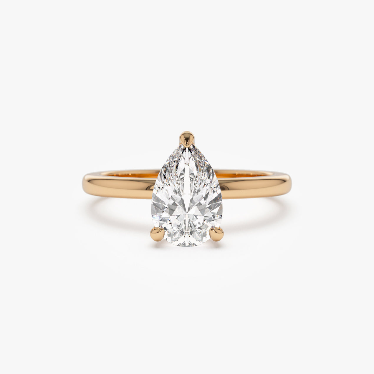 14k Prong Setting Pear Shaped Lab Grown Diamond Engagement Ring