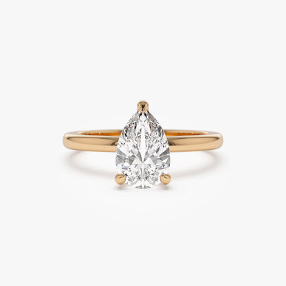 14k Prong Setting Pear Shaped Lab Grown Diamond Engagement Ring
