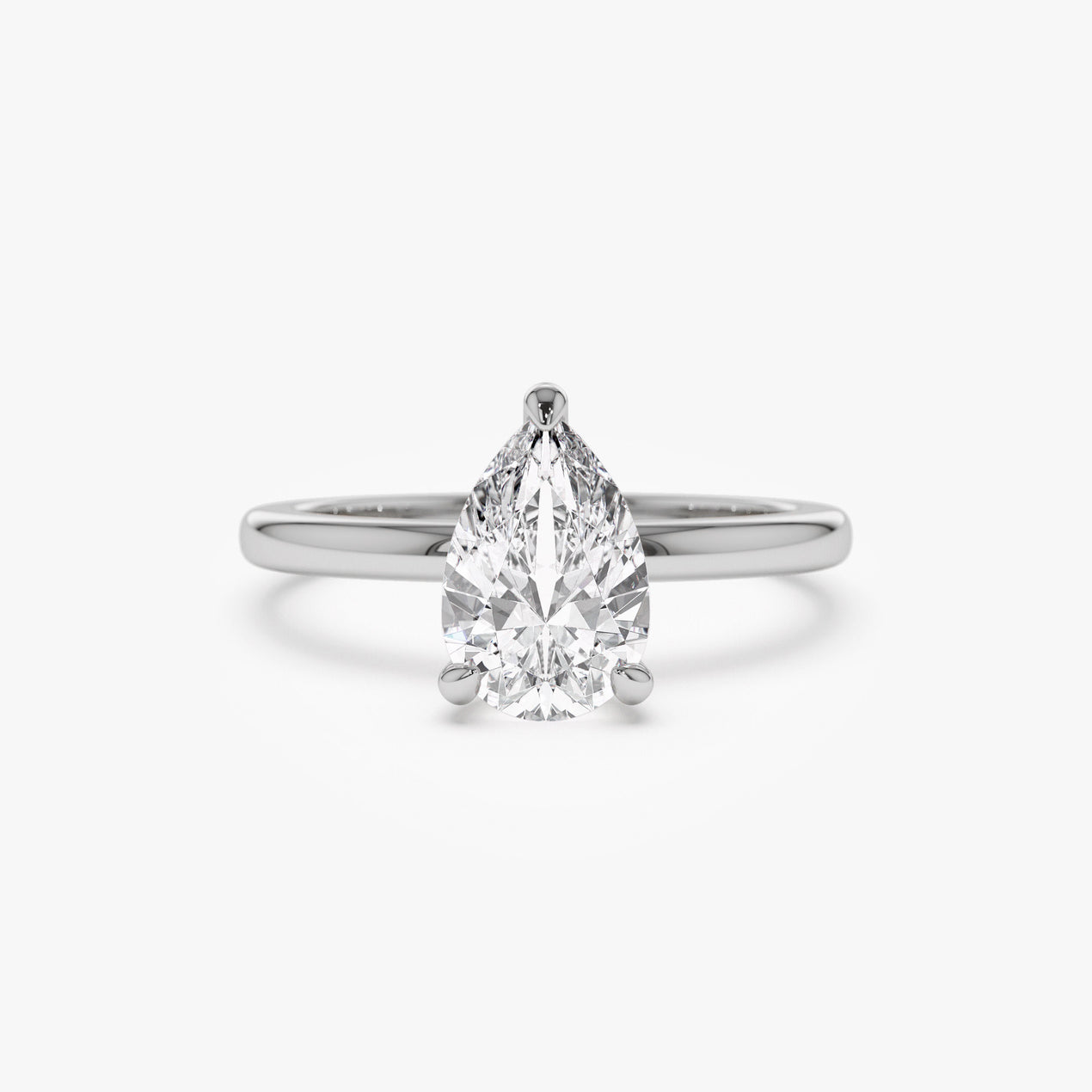 14k Prong Setting Pear Shaped Lab Grown Diamond Engagement Ring