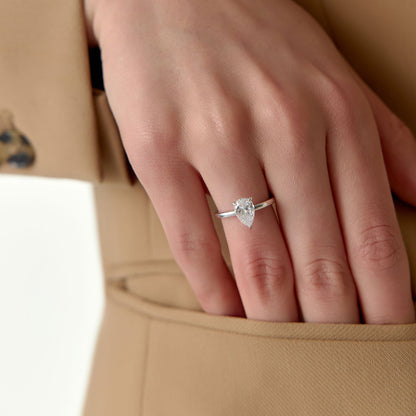 14k Prong Setting Pear Shaped Lab Grown Diamond Engagement Ring